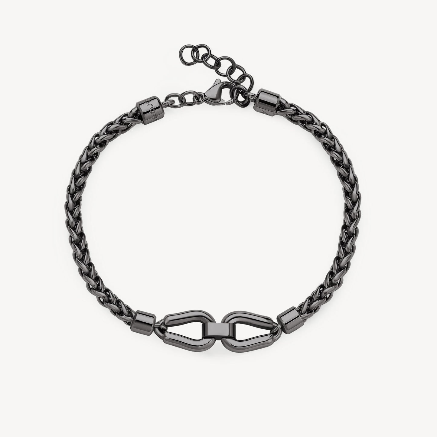 Brazalete Knocker de cadena de púas revestimiento de pvd color rutenio